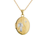 Guardian Angel Locket Pendant Necklace in 14K Yellow Gold
